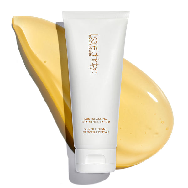 primary_meta_image
Lisa Eldridge Skin Enhancing Treatment Cleanser white bottle with gold labeling of the product name and branding with a swatch of the cleanser in the background