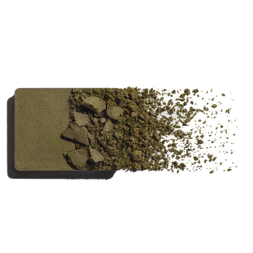 Khaki eyeshadow refill showing powder on a white background